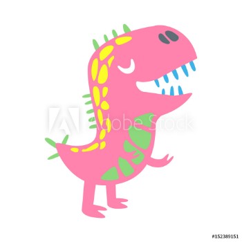 Picture of Colorful funny dinosaur Prehistoric animal character vector Illustration